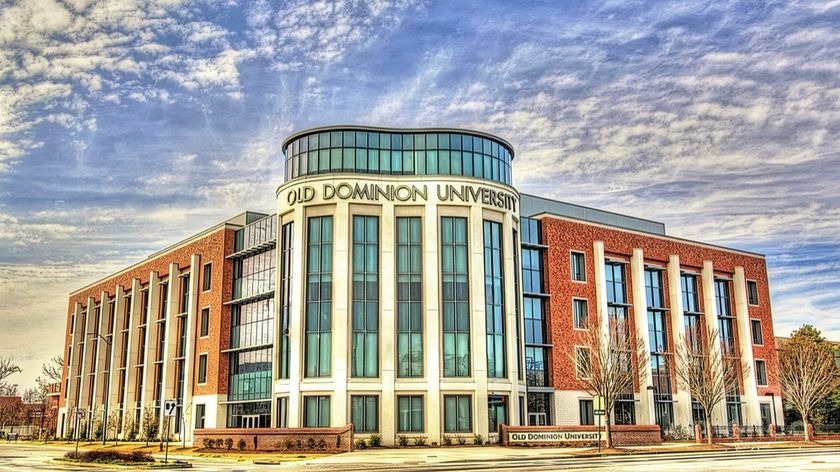 The exterior of the main building at Old Dominion University. 