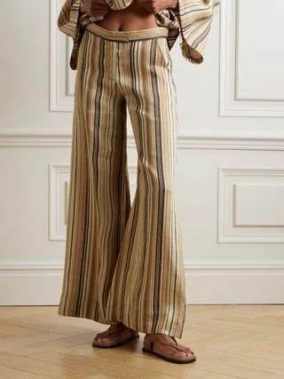 LISA MARIE FERNANDEZ, Striped Linen-Blend Wide-Leg Pants