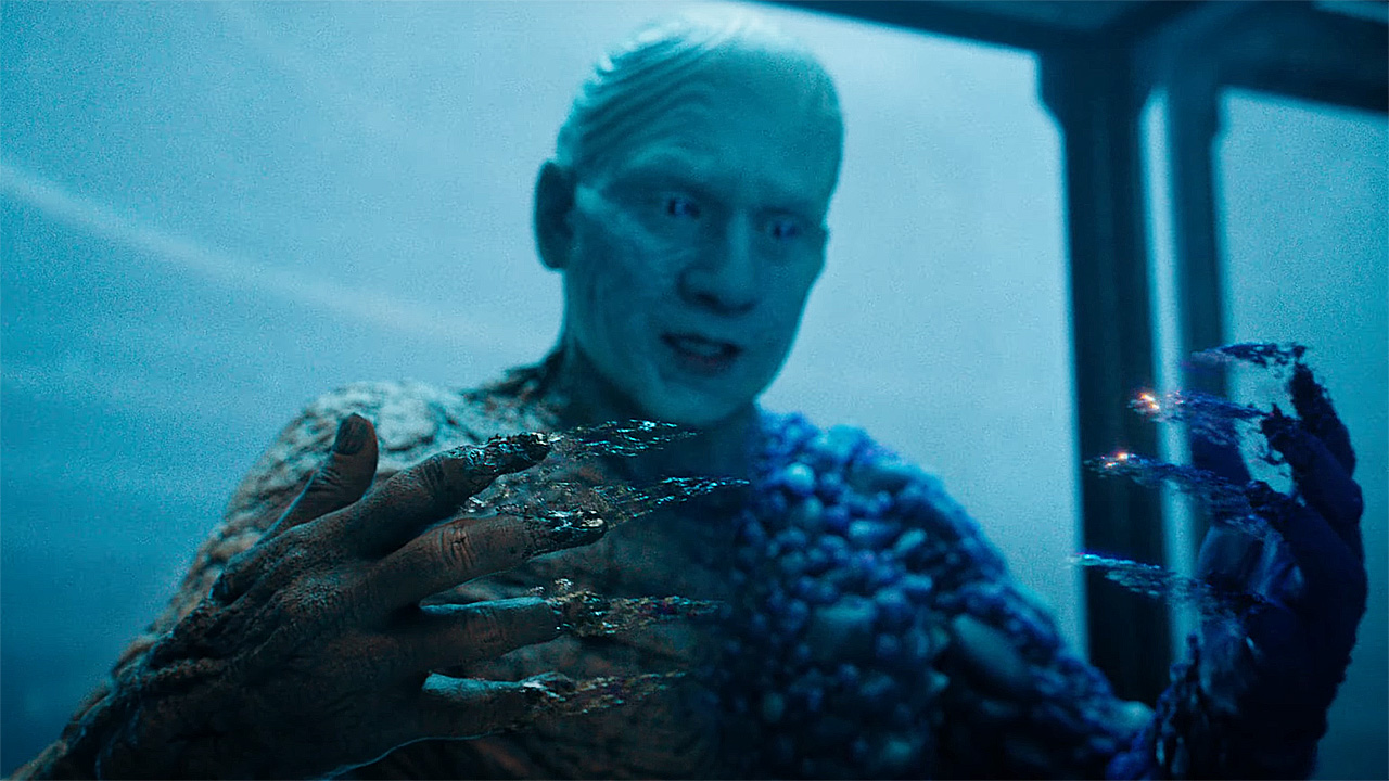 Metamorpho creating a substance in 2025's Superman movie