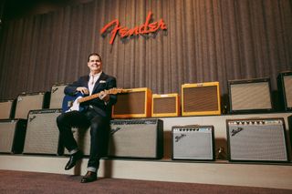 Edward ‘Bud’ Cole poses in Fender Flagship Tokyo’s soundproof amp room.