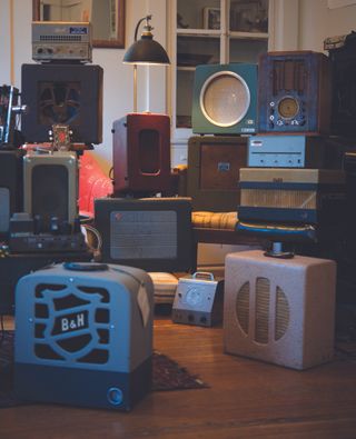 Chris Dugan builds Tube Goldberg amps out of vintage record players, movie projectors, wall-mounted intercoms and reel-to-reel tape players, most of which he finds at junk shops around Portland, Oregon.