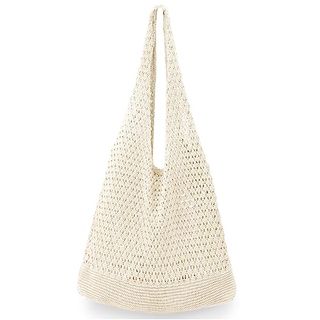 Hatisan Crochet Bags for Women Summer Beach Tote Bag Aesthetic Tote Bag Hippie Bag Knit Bag (beige)