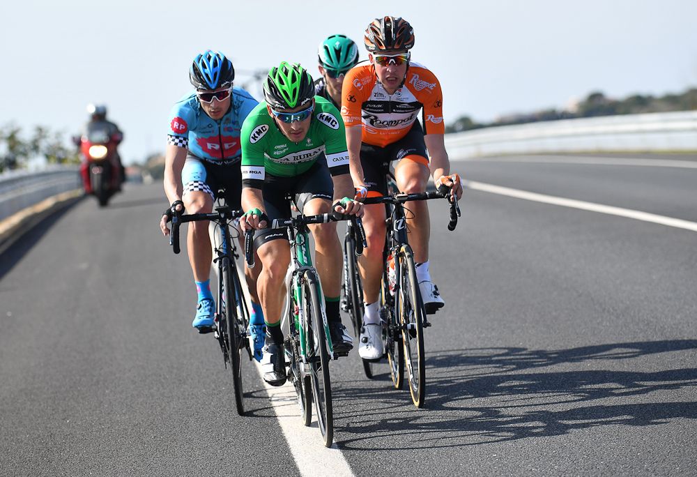 Justin Oien in the breakaway during stage 1 at Volta ao Algarve