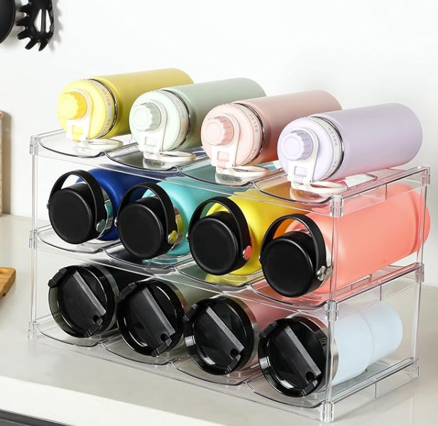 A water bottle rack