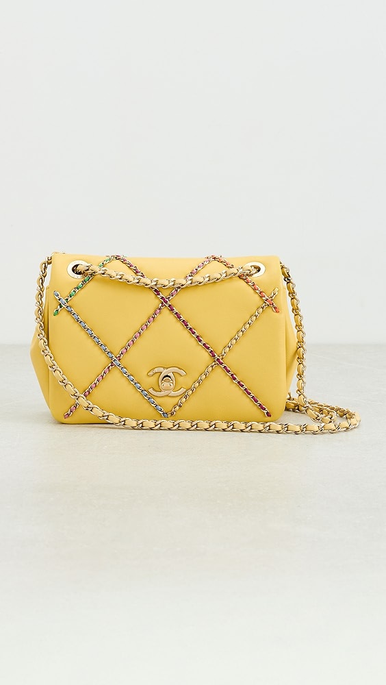 What Goes Around Comes Around Chanel Yellow Lambskin Entwined Chain Flap Bag