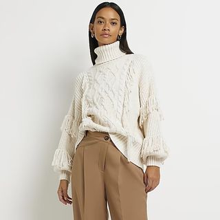 River Island Cream Cable Knit Jumper