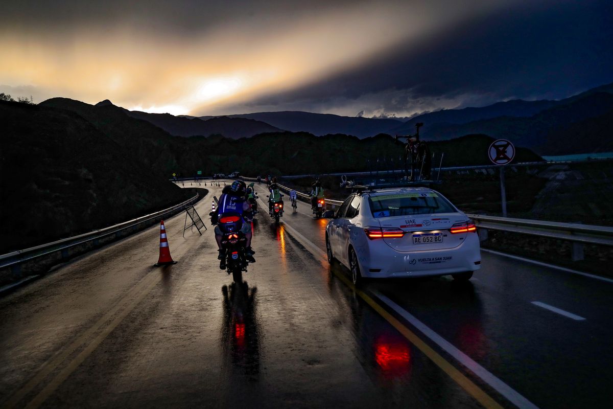 The weather closed in later in the time trial
