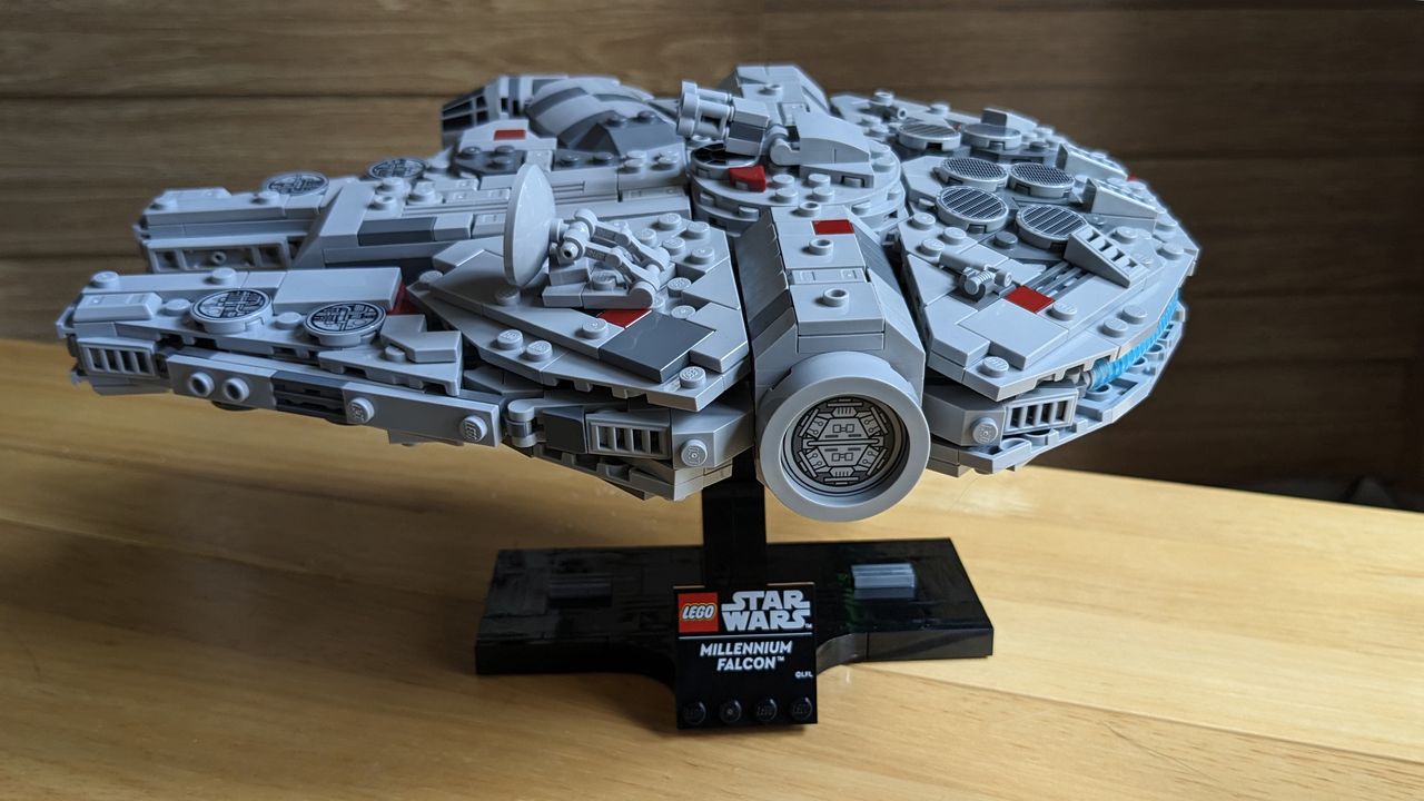 Millennium Falcon on a wooden bench