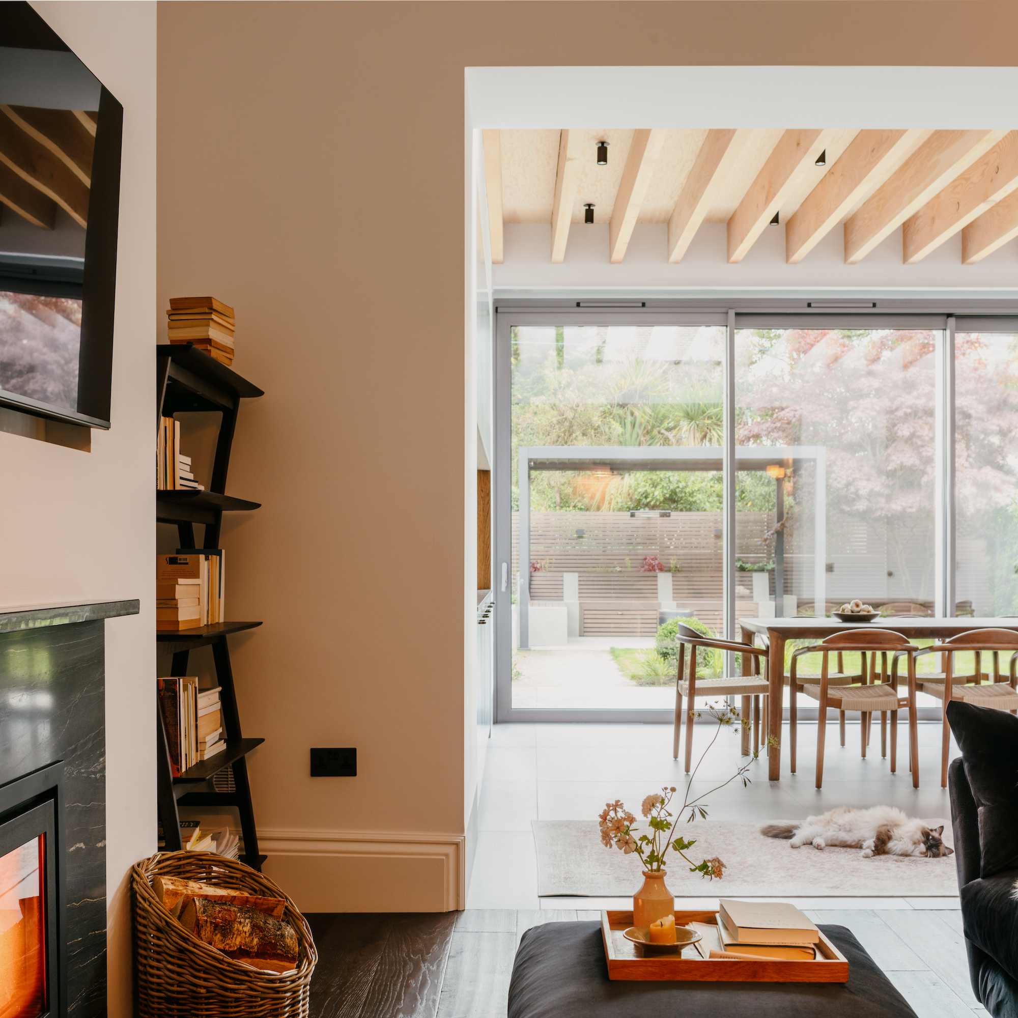 view from snug to dining area and garden