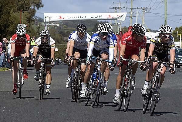The leading bunch which stayed away for most of the sixth stage in Ulverstone.