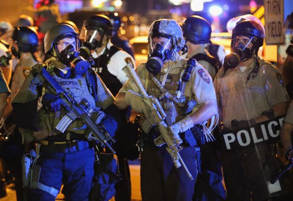 Police officers in Ferguson, Mo.