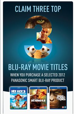 Panasonic is offering buyers of its smart 2012 Blu-ray products three free Blu-ray discs as part of its spring promotion.