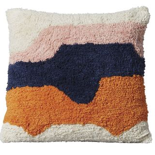lotus cushion in square shaped with multicolour textured design