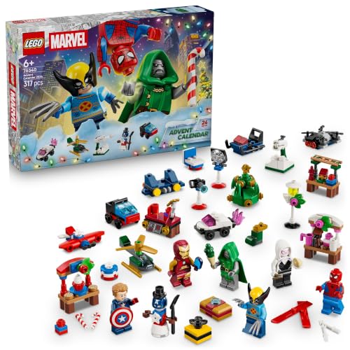 Lego® Super Heroes Marvel Advent Calendar 2026 76340 Building Toys - 6 Minifigures, Including Spider-Man, Iron Man, Ghost Spider, Captain America - Christmas Toy for Boys, Girls and Kids Aged 6+