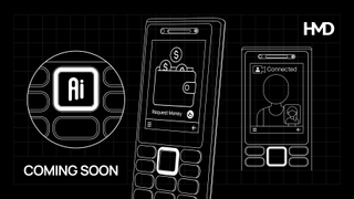 HMD illustration showing AI, digital wallet and video calls on feature phones