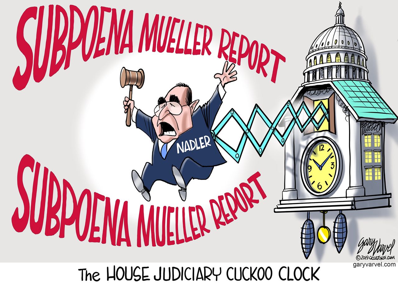 Political Cartoon U.S. Jerry Nadler Mueller report house judiciary cuckoo clock