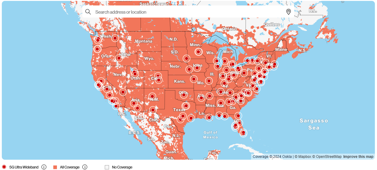 Verizon 5g coverage map for January 2024