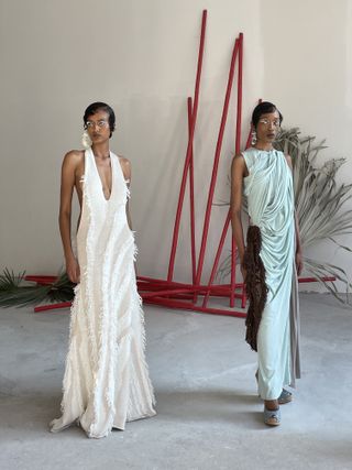 models posing in Diotima's SS25 collection