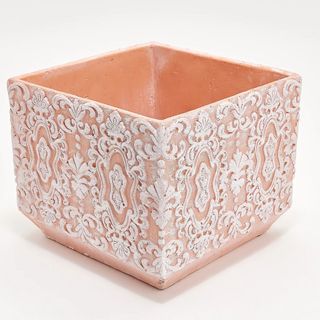 Barbara King Indoor/Outdoor 9" Cement Embossed Square Planter