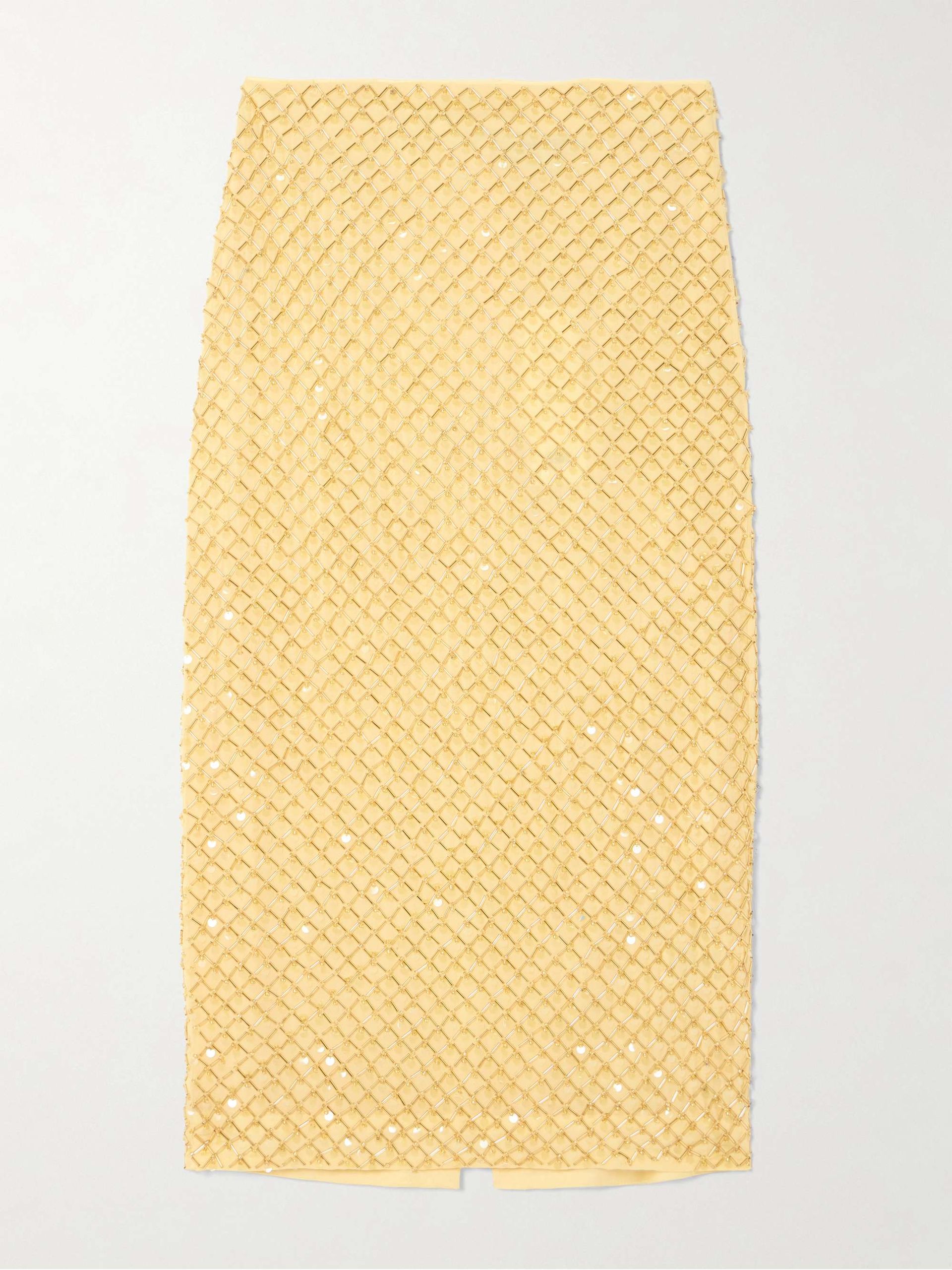 Allora Embellished Crepe De Chine Midi Skirt
