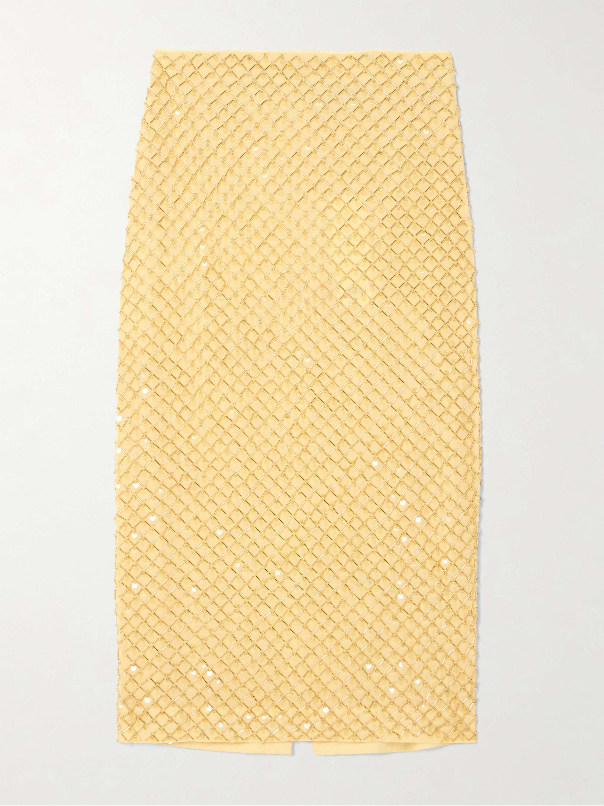 Allora Embellished Crepe De Chine Midi Skirt