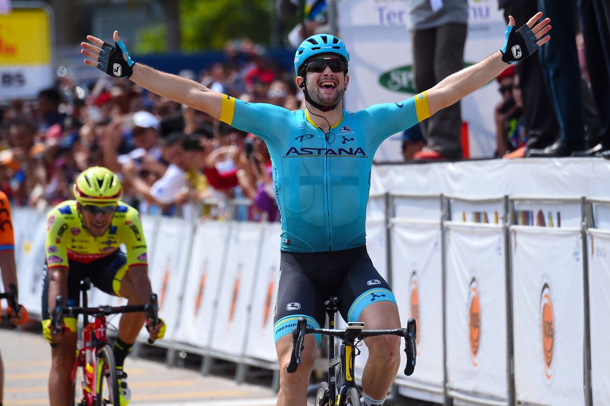 Riccardo Minali (Astana) celebrates the victory
