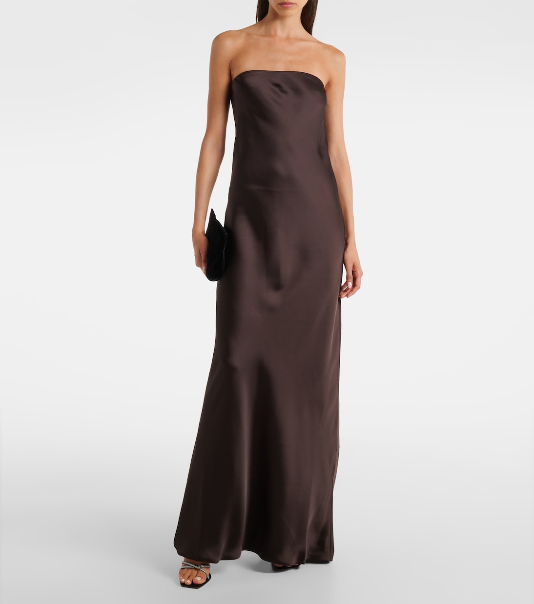 Cr&amp;ecirc;pe Satin Gown in Brown - Norma Kamali