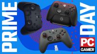 Two GameSir controllers and one Razer controller on a blue Prime Day image