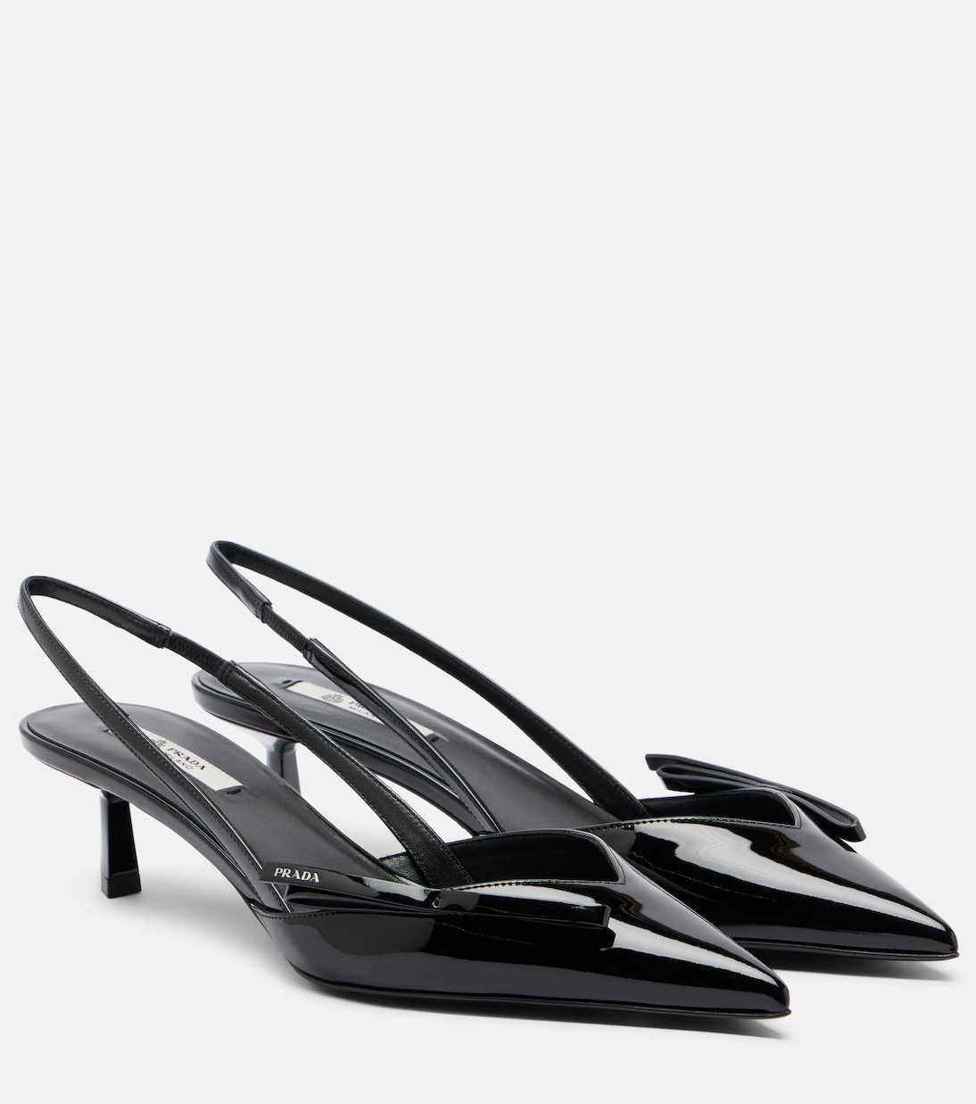 Patent Leather Slingback Pumps in Black - Prada