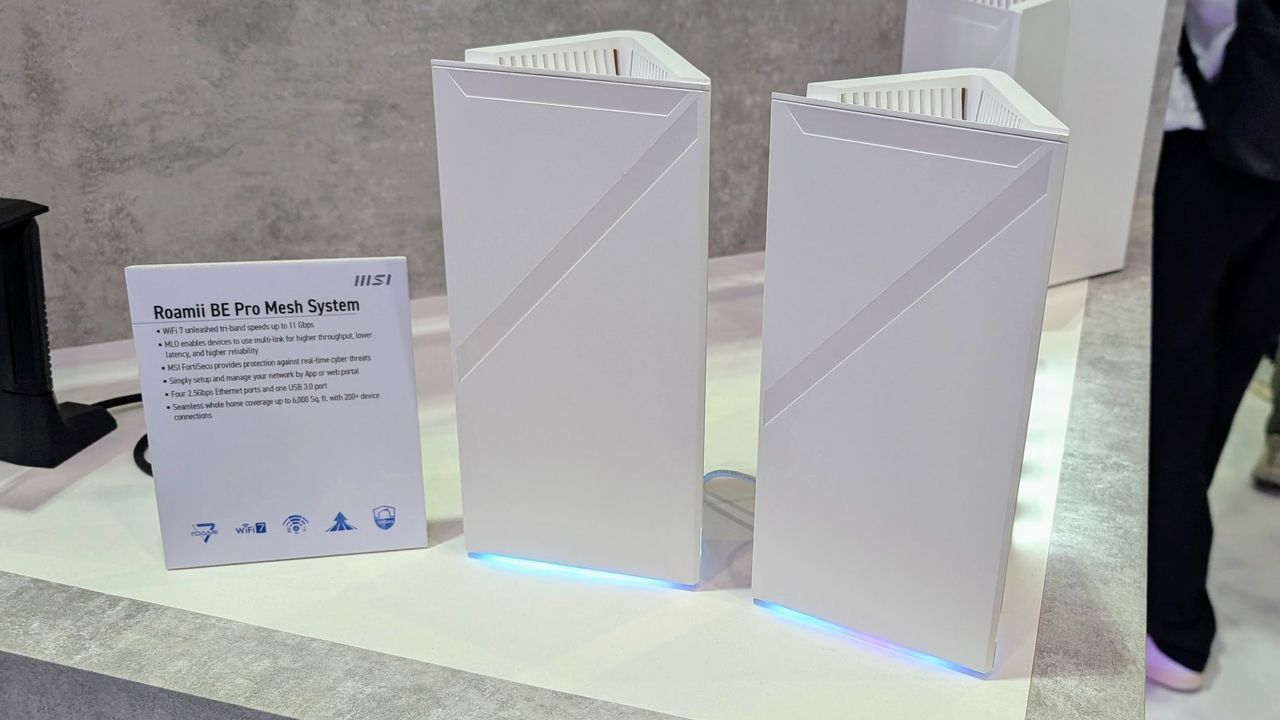 MSI Roamii BE Pro mesh system showing two nodes, at Computex 2025