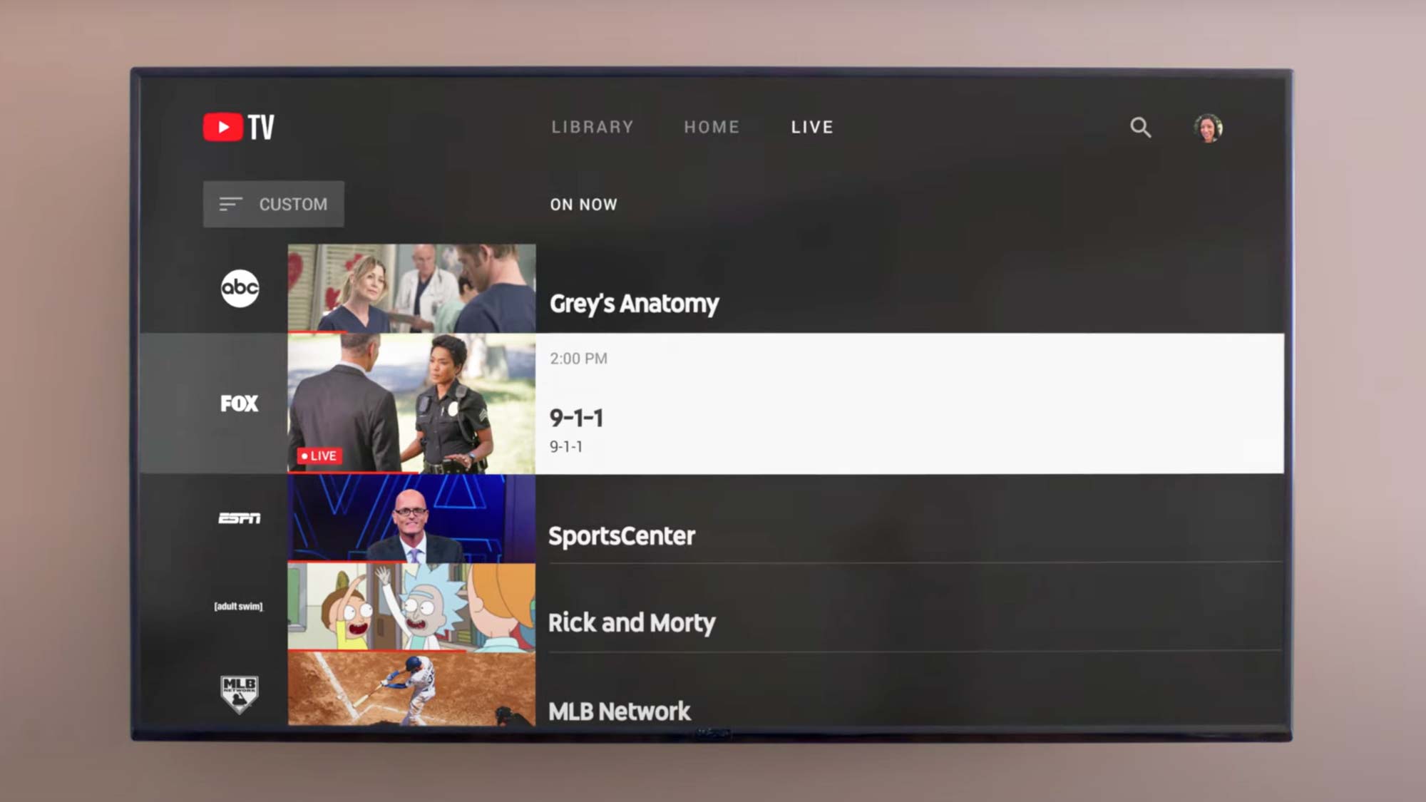 Live TV on YouTube TV