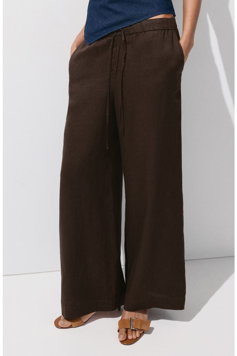 Pull-On Wide Leg Linen Pants