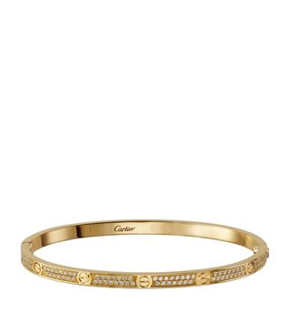 Cartier Small Yellow Gold and Diamond-Paved Love Bracelet | Harrods Uk