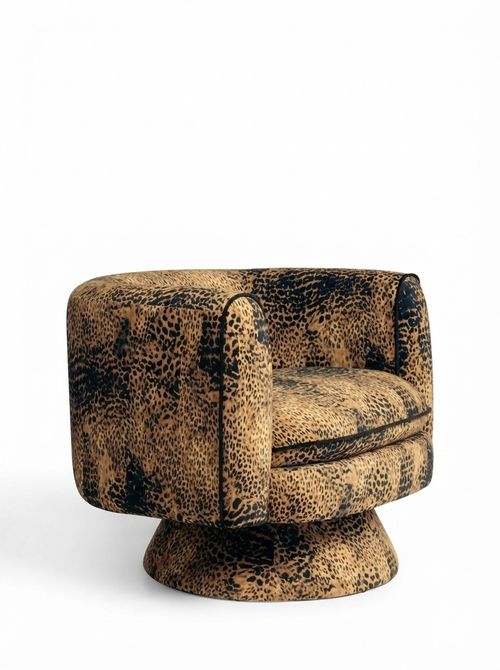 Opulent Velvet Leopard Print Emilie Swivel Accent Chair