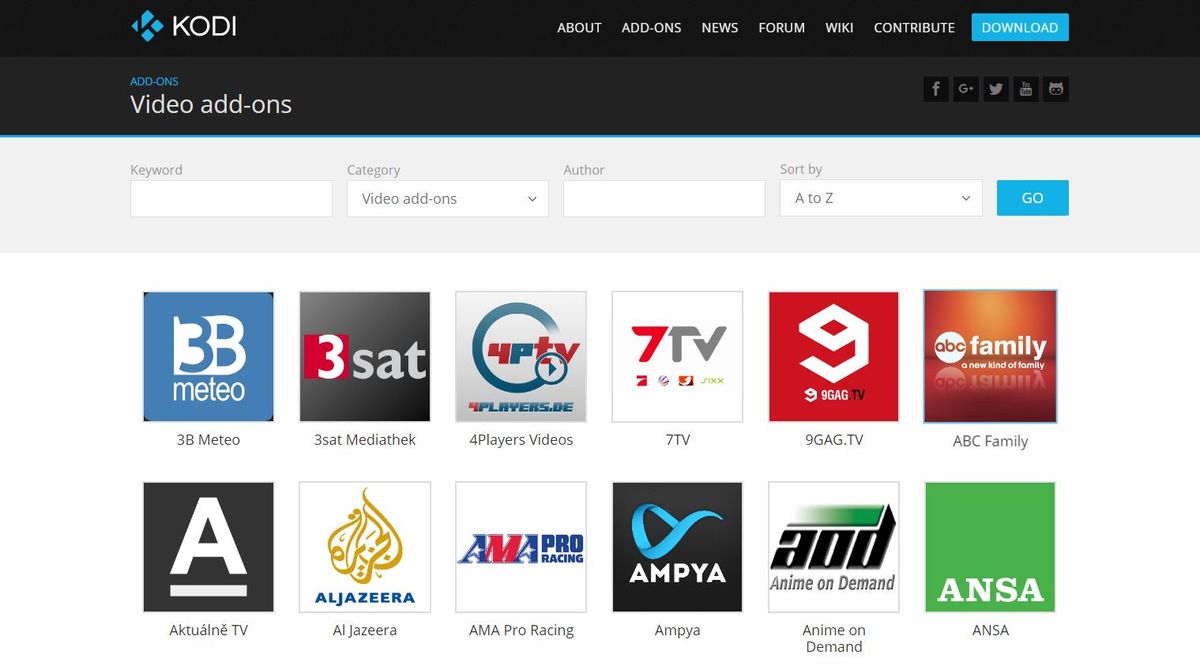 Now you can browse Kodi add-ons from the comfort of your web browser ...