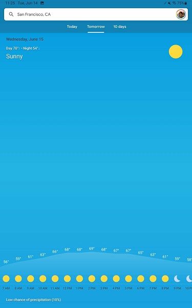 Google Weather App on Tablets