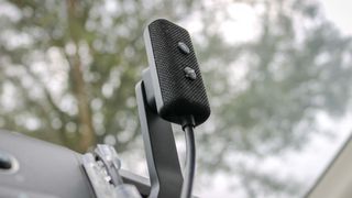 A closeup of the Echo Auto (2nd Gen)'s microphone