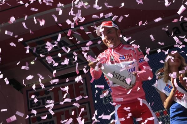 Joaquim Rodriguez (Katusha) on the podium after winning stage 17 of the Giro d'Italia