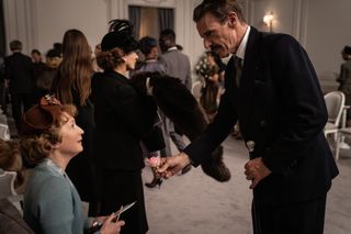 Lesley Manville stars as Mrs. Harris and Lambert Wilson as Marquis de Chassange in director Tony Fabians MRS. HARRIS GOES TO PARIS.