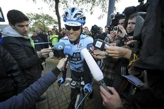 Alberto Contador (Saxo Bank Sungard) was the focus of media attention.