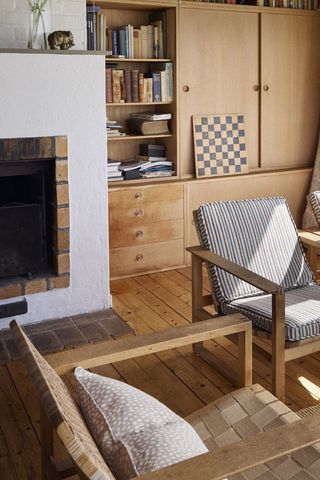 living room with wooden floors and furniture