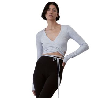 DryMove Cropped wrapover sports top