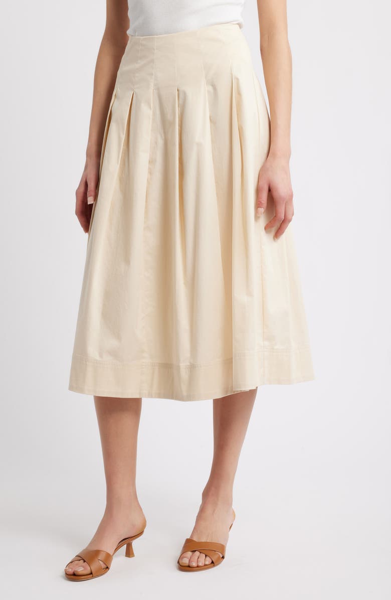 Stretch Cotton Poplin Midi Skirt