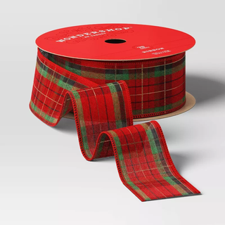 red and green plaid ribbon