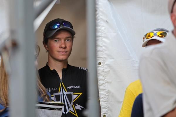 Ben King (Trek-Livestrong) looking like what he has done might be sinking in before he takes to the stage.