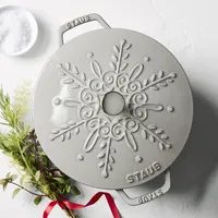 Staub Enameled Cast Iron Essential French Oven Snowflake Lid Staub Enameled Cast Iron Essential French Oven Snowflake Lid