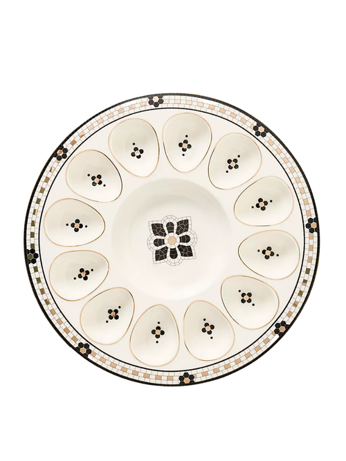 Bistro Tile Stoneware 24k Gold Accent Deviled Egg Platter