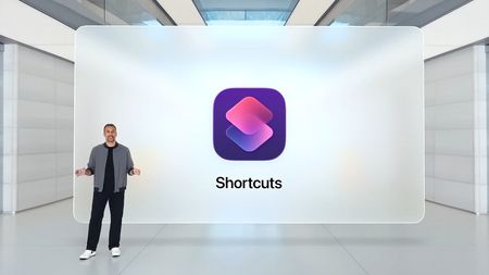 Apple presenting the Shortcuts app at its Worldwide Developers Conference (WWDC) in June 2025.