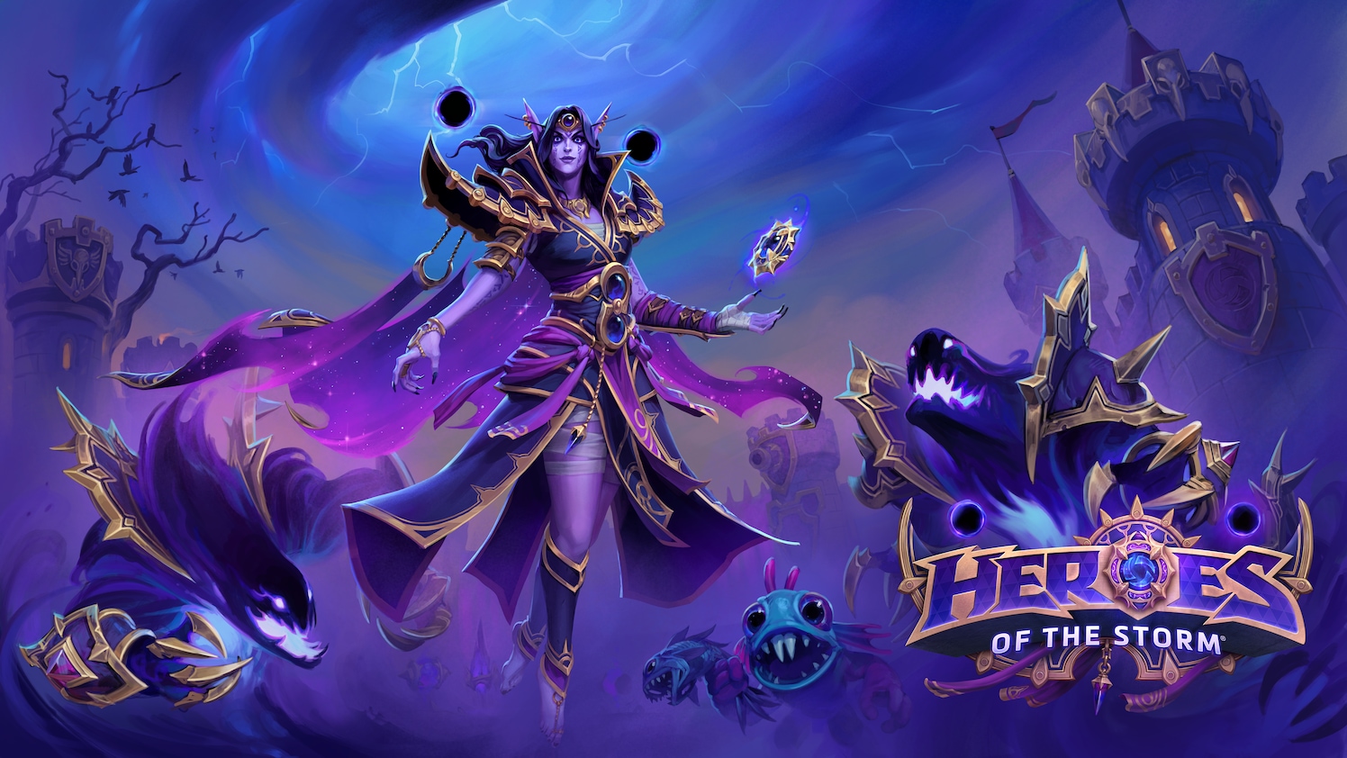 Xal&rsquo;atath stands surrounded by Void creatures in new Heroes of the Storm artwork celebrating her arrival as the game&rsquo;s 91st hero.