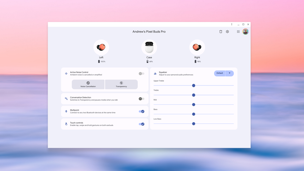 Google Pixel Buds Web App on Chromebooks